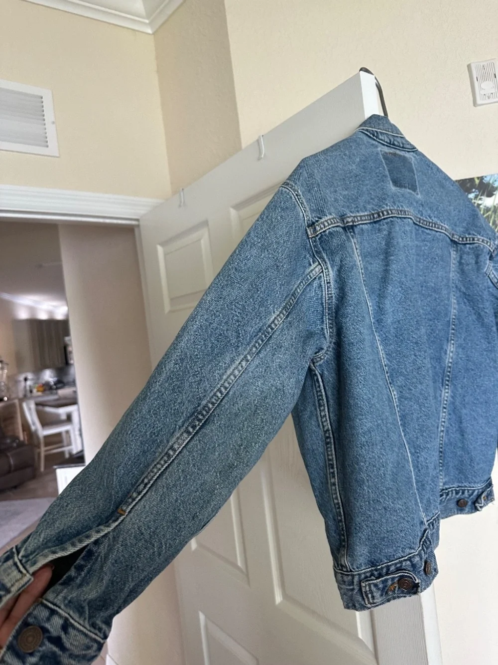 Vintage 90s Levi's 57510-0214 Denim Trucker Jacket USA Made XL 20 Red Tab